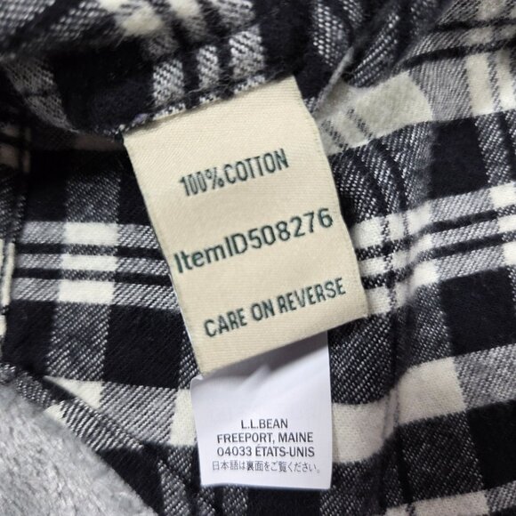 LL Bean Shirt Womens Medium Black White Scotch Plaid Flannel Tunic Preppy - Picture 3 of 6